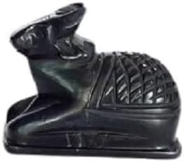BishtHub Nandi-Statue aus schwarzem Marmor, handgefertigt, religiöser Artikel, dekoratives Schaustück, Skulptur, Heimdekoration, 1 Stück, 5,1 cm