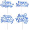 KOSTOO 20Pcs Happy Birthday Cake Toppers, Glitter Birthday Cake Topper Cupcake Topper Cake Decorations Supplies, Single Sided Glitter with Environmentally Friendly Paper Stick (Sapphire blue)