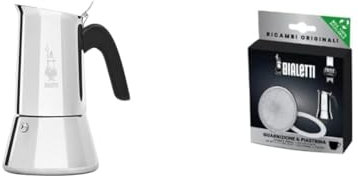 Bialetti - New Venus Induction, Cafetière Expresso en Inox, Adaptée à Tous Les Types de Plaques & Ricambi, Includes 1 Gasket and 1 Plate, Compatible with Venus, Kitty, Musa and Class