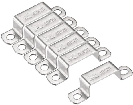 TA-VIGOR Lot de 6 supports de connecteur en forme de U, 40 mm x 20 mm, acier inoxydable argenté, colliers de serrage robustes pour porte fermée, fixation de fil de tuyau