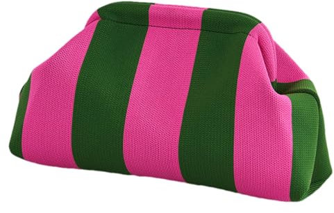 Generisch Dumpling Bag, Gewebte Clutch Handtasche, Karierte Geldbörse für Damen, Sommer Häkel Abendtasche, Modische Tasche