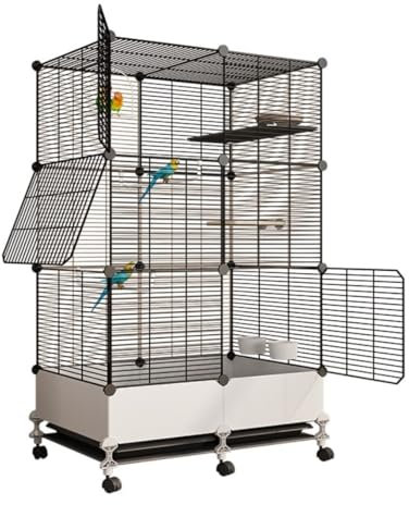 Vogelkäfig Vogelvoliere 54 Zoll hoher Vogelkäfig aus Metall mit rollbarem Rad für Papageien, Sittiche, Wellensittiche, Nymphensittiche Vogelbauer Vogelhaus