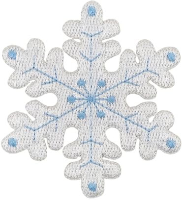 Schneeflocke Weiß Aufnäher zum aufbügeln aufnähen Bügelbild Bügelpatch Eis Kristall Aufbügler für Kleidung gestickter Bügelflicken Applikation Winter Weihnachten Patch Größe 7,2 x 8,0 cm
