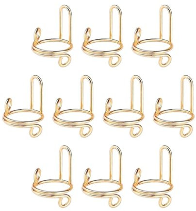 JAYIOLA 10Pcs Fingernail Rings No Glue,Halal Nail Rings Set,Nail Rings for Acrylic Nails, gold