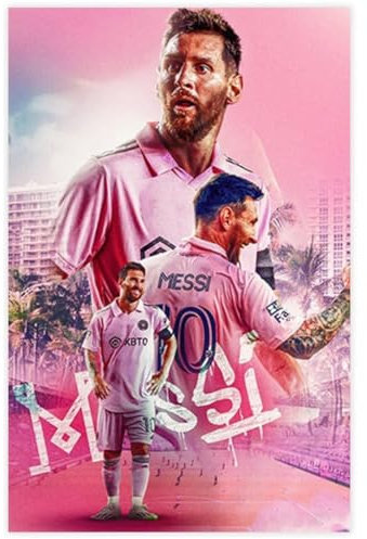 Poster des berühmten Fußball-Superstars Messi, Wanddekoration, Schlafzimmer, Wohnzimmer, Sportzimmer, Geschenk, Fußball, 40 x 60 cm (ungerahmt) (K)
