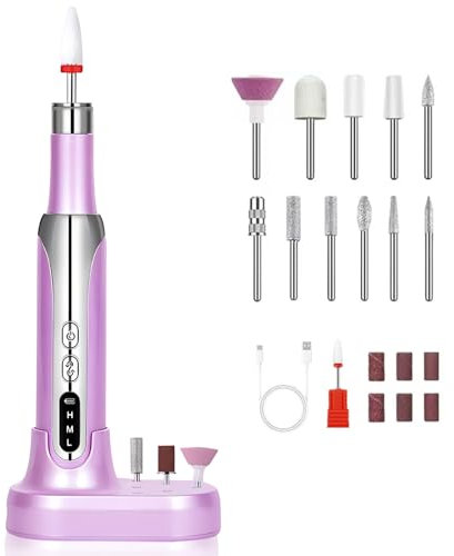 Ponceuse pour Ongles Professionnel,Ponceuse pour Ongles,15000 RPM Lime Electrique Ongle,Nail Drill Rechargeable sans Fil pour Manucure Pédicure Puissante,Avec 6 Embouts Ponçage pour Salon/Maison