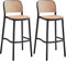 DZYHFCO Rattan-Barstuhl mit Rückenlehne, für drinnen und draußen, Barstuhl, Frühstück, Küche, Theke, Insel, Barhocker, hoher Hocker, Kunststoff, 2-teiliges Set (schwarz, 75 cm)