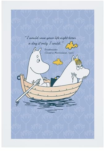 Moomin Poster mit Zitat Save Your Life im Moominland Snorkmaiden, A4, Wandkunst, Poster