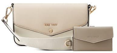 Nine West Damen Peaches Flap Crossbody with Card Case etta, Tote, geldbörse, AVA, Tasche, Designer, Beige/Mehrfarbig