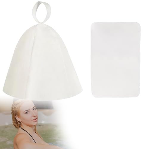 Cappello da Sauna, Cappello In Feltro Per Sauna, Berretti Da Sauna Per Uomo E Donna, Accessori Per Sauna, Cappello in Feltro, Tappetino per Sauna, Adatto Per Saune, Spa, Bagni (Bianco)