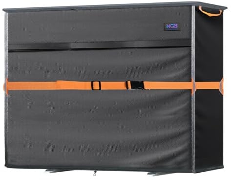 Mini-Split-Klimaanlagenabdeckung, passend für bis zu 117,8 cm L x 48,3 cm B x 8 | 600D wasserdicht, Entlüftungsloch, für den Außenbereich, rechteckig, für Außengeräte