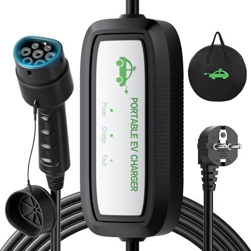 EVJUICION Chargeur Voiture Electrique, [3,68kW |16A | 6M] Chargeur Type 2, Domestique Cable Recharge Voiture Electrique vec Voyant LED et Sac, Compatible avec EV/PHEV, IEC 62196-2