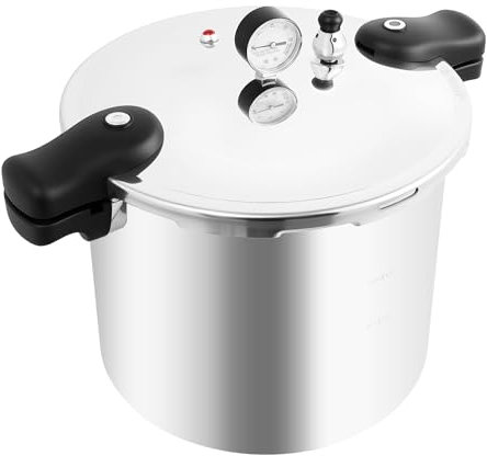 Pentola a pressione con manometro integrato, manometro per pentola a pressione, struttura compatibile a induzione, caraffa a pressione lucida, taglia unica, colore argento