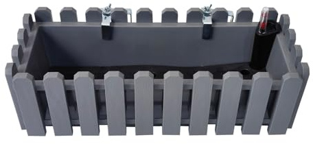 HTI living Pflanzgefäß mit Wasserspeicher 50 cm Nessa Blumenkasten mit Wasserstandsanzeige Grau