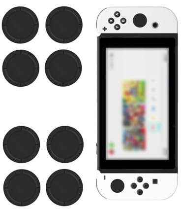 8 PCS Replacement Button Caps for Switch Joycon, Protector Covers for Switch/Lite Black Silicone Protective Accessories for Joystick 3D Grips Caps, Thumb Grips Easy Installation, Enhanced Gaming Expe
