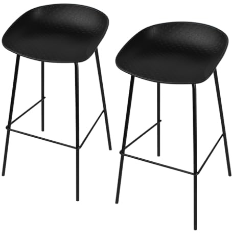 Acomoda Textil – Set de 2 Taburetes Nórdicos 92x46x42 cm con Respaldo Bajo. Sillas de Barra de Cocina con Diseño Minimalista, Asiento Ergonómico y Patas Metálicas Resistentes. (Negro)