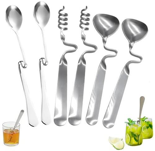 Honiglöffel Edelstahl, 6 Stück Set Mit Z-Form Und V-Form Löffeln Sowie Spiralspitzen, Praktische Honigspender Für Tee, Joghurt Und Marmelade, Langlebig Und Spülmaschinengeeignet