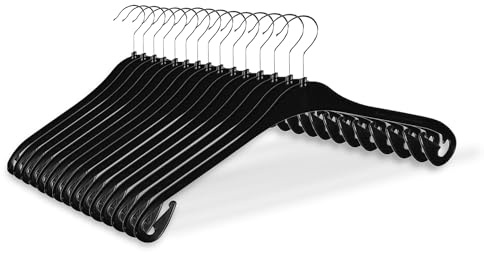 20 Kunststoff-Universalbügel 43cm Kleiderbügel mit Rockhaken NA43 schwarz
