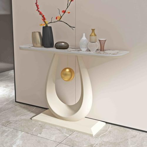 Table console avec structure métallique géométrique pour entrée et canapé