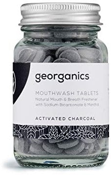 Georganics Organic Mouthwash Tablets - Activated Charcoal Natural Mouthwash for Bad Breath - SLS, Glycerine & Fluoride Free - Certified Cosmos Natural, Vegan and Cruelty Free - 180 Tablets
