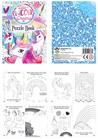 HENBRANDT MINI Unicorn Fun Children's Kids Activity Colouring Puzzle Book, 12 Count (Pack of 1)