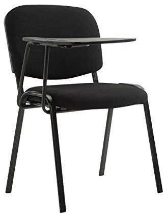 CLP Chaise Visiteur Ken Tissu et Tablette Rabattable I Chaise Salle de ConfÈrence Stable Confortable Dossier, Couleur:Noir