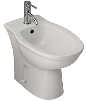 Sanitari bagno bidet monoforo a terra, Karla Rak, ceramica bianca