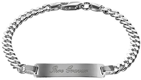 trendor Gravurarmband für Jugend 925 Silber Panzerkette mit Namen inklusive Wunsch-Gravur 19 cm Jugendlicher Gravurschmuck aus Sterling-Silber 88612-19