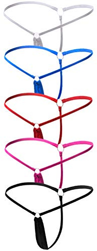ETAOLINE Women's Low Rise Sexy Underwear Y-Back G-string Lingerie Thong Panty (Large, 5 Pack (5 Colors))