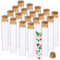 BENECREAT 25PCS 25ml Tube à essai en Verre avec Bouchon en liège Clair Plat Mini Bouteilles en Verre bocaux pour Laboratoire, Party Favors, Bonbons, Gumball, épices, Perles