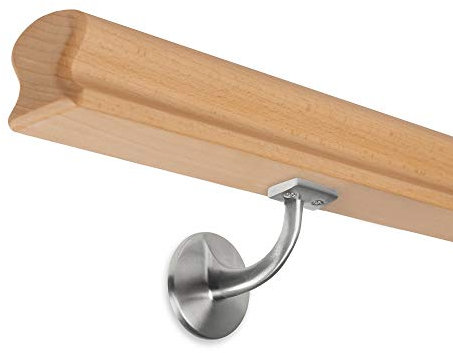 Handlauf Buche lackiert - 55x50mm - Omega inkl. Halter mit Stockschraube (100 cm)
