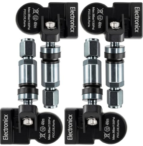 Electronicx 4X RDKS TPMS Reifendrucksensor Reifendruckkontrollsystem Metallventil Darkgrey passend für C-CUV RX is LC CT ES GS GX LX LS Prius