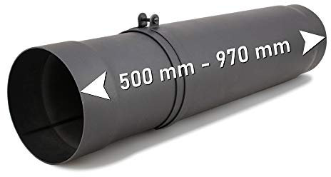 LANZZAS - Tuyau de poêle 500-970 mm, diamètre 150 mm, couleur : gris fonte.