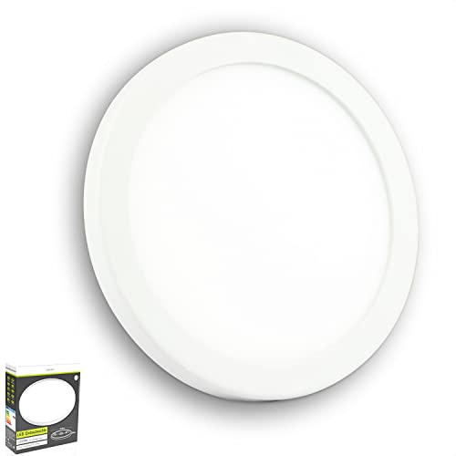 INNOVATE LED Panel - warmweiß 3000K - mit Variablem Lochausschnitt 50-90mm - Deckenlampe, Deckenleuchte, Einbaulampe, Einbauleuchte - Strahler - ultra flach (4er Pack rund - 8 watt - 118mm)