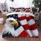 Qinniii 3 Teilig Bettgarnitur Bettwäsche,Amerikanische Flagge USA Weißkopfseeadler Stars and Stripes Flag Hippie,Gemütlich 3D Mikrofaser Bettbezug Set + 2 Kissenbezug 135 x 200 cm
