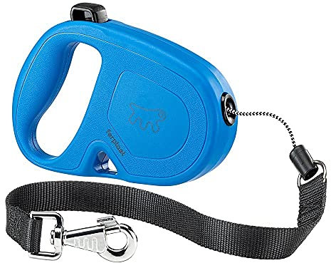Ferplast Hundeleine Flippy ONE, Rollleine große Hunde bis 35 kg. Ausziehbare Schnur max. 5 m. Einzelner Knopf zum Verriegeln und Entriegeln, hellblau
