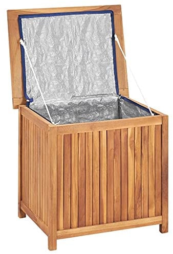Festnight Auflagenbox Holz Garten Gartenbox Klein Kissenbox Kissentruhe Aufbewahrungsbox Gartentruhe Gerätebox Tischtruhe für Indoor und Outdoor 60x50x58 cm Massivholz Teak
