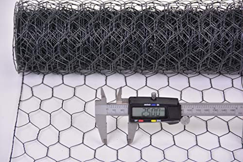 Sechseckgeflecht Maschendraht Kaninchendraht anthrazit Hasendraht Hühnerzaun Maschenweite Höhe Länge wählbar (25 x 300 mm, 25 m)