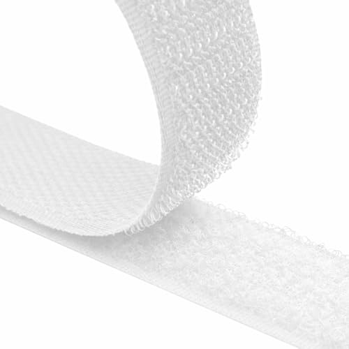 Klettband zum Nähen, aufnähen Set Flauschband + Hakenband Farbe & Größe wählbar (weiß, 16 mm x 25 m)