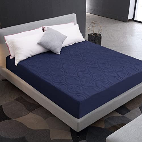 BAIAA Waterproof Mattress Protector, 100% with Moisture, Noiseless Washable, 30cm Deep, All Around Elastic Fitted Mattress Anti Allergy, Bug Proof Bed Cover (Blue/Shell Star,200X200+30cm)