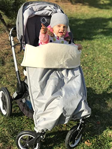 Wasserdichte, warme Decke für den Kinderwagen, Buggy, Jogger (Hellgrau/Bio-Baumwolle)