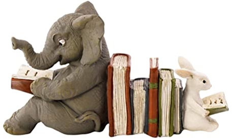 Asotagi Buchstütze Figuren Dekorative Elefant Tierfiguren, Elefant und ein Kaninchen Statuen Skulpturen Buchstützen Regale Dekorativ Kinder
