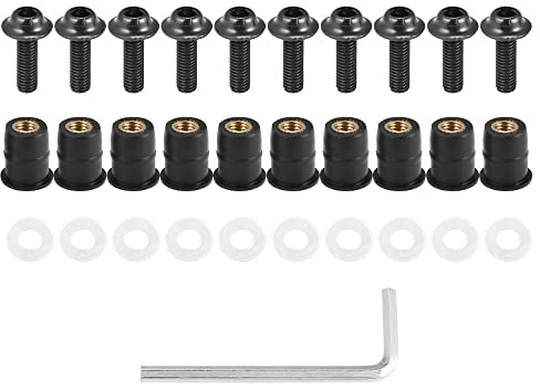 Motoforti Motorrad Rückspiegel Schraube M5 10 Stück Titan-Ton | Gummi & Aluminium, 20x12mm, M5x0.8, 20mm, 16mm Gewinde, Inkl. Muttern, Dichtungen, Schraubenschlüssel, Abdichtung & Schutz