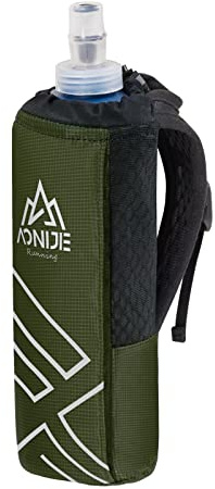 AONIJIE Quick Grip Handheld Water Bottle for Running, Hand Strap Hydration Pack with 500ml Handheld Soft Flask Water Bottle (Olive Green)