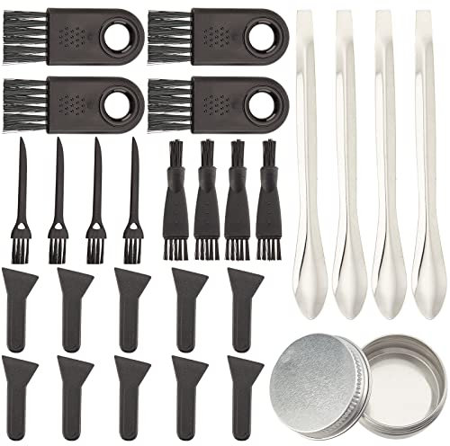 GORGECRAFT 27 Piezas Kit de Raspadores de Polen para Molinillo de Especias Incluye Cepillo de Limpieza Rascadores de Polen Espátula de Laboratorio de Acero Inoxidable Micro Cuchara 10 ml