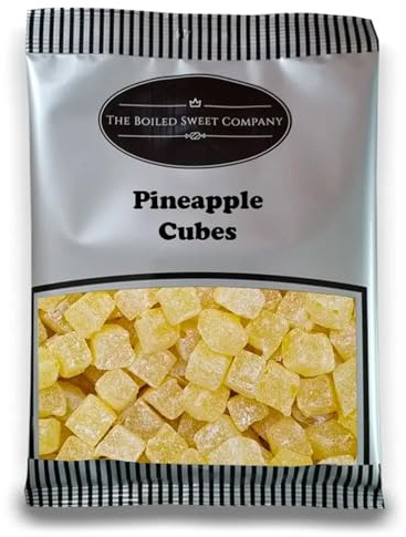 The Boiled Sweet Company® Pineapple Cubes Hard Boiled Sweets 1kg Bulk Bag – Sugar Coated Pineapple Flavoured Hard Candy – Traditional Pick and Mix Sweets for Sweet Jars, Offices, Parties & Sharing