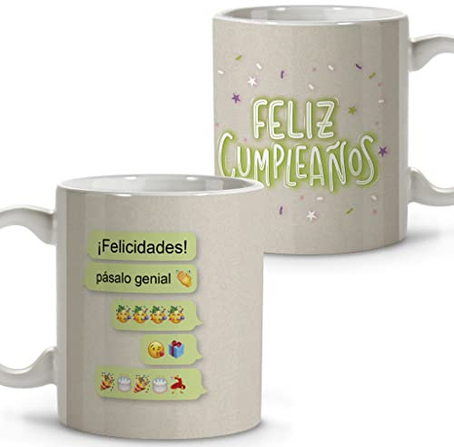 LolaPix Regalo Cumpleaños Mujer. Tazas Originales para Regalar. Taza Desayuno. Taza Cerámica. 330 ml. Cumple Whatsapp