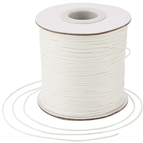 Bestewelry Cordoncino in poliestere cerato, 169 metri, 0,5 mm, per la realizzazione di gioielli e bracciali, macramè e cuoio, colore bianco crema
