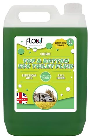 Flow 5 Litre Top + Bottom Chemical Toilet Cleaner & Rinse Fluid | Caravan Motorhome Portable Toilet | Eco-Friendly Formaldehyde Free (1 Pack)