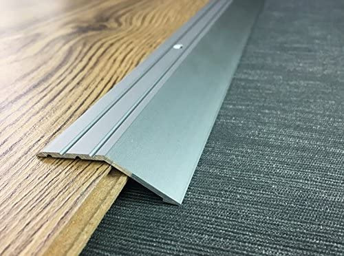 STICK DOWN RAMP EDGE CARPET TO CARPET THRESHOLD TRIM DOOR BAR METAL GRIPPER - SILVER, SIMBRASS, NICKEL **900, 1800, 2700mm** (RAMP EDGE SILVER 1800mm)